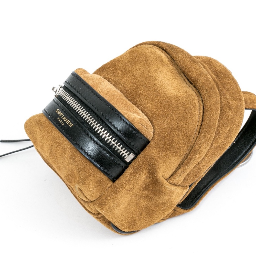 Saint Laurent Brown Suede Mini Backpack Key Holder – 5” 🎒✨ - Picture 2 of 10
